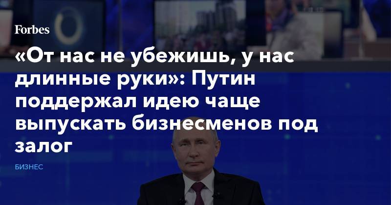 «От нас не убежишь, у нас длинные руки»: Путин поддержал идею чаще выпускать бизнесменов под залог