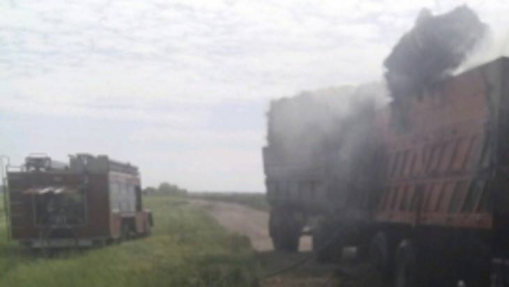 В Локте сгорел грузовой КамАЗ