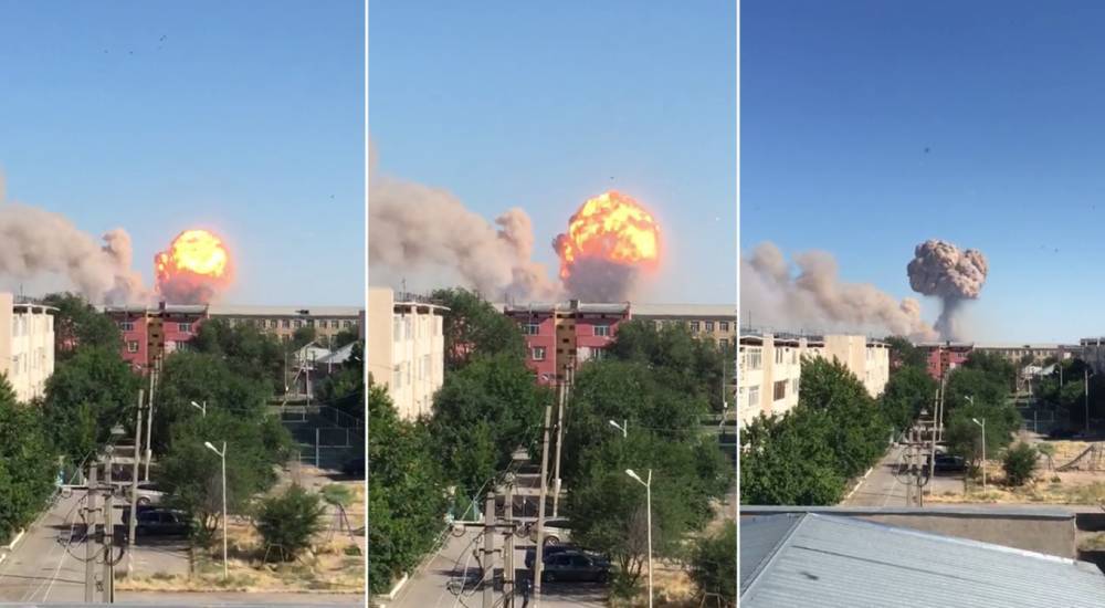 На юге Казахстана прогремел мощный взрыв: горит склад воинской части