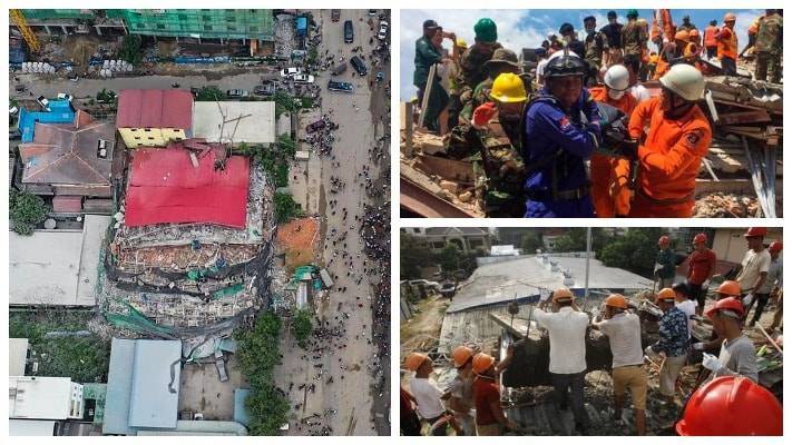 24 человека погибли в результате обрушения строящегося здания в Камбодже (фото, видео)