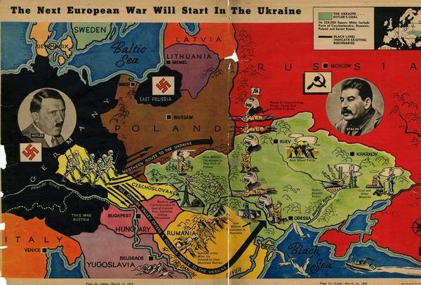 «Следующая европейская война начнется в Украине». Журнал Look, 1939 год. КАРТА