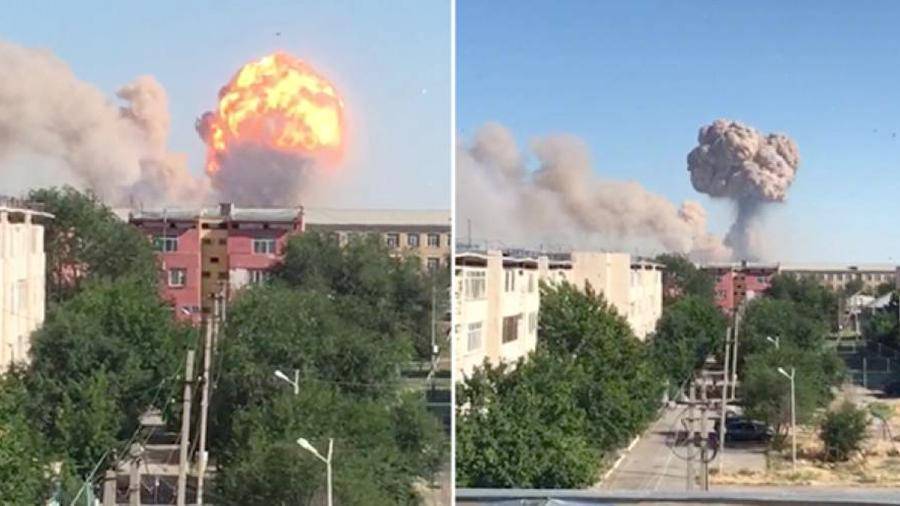 Появилось видео взрыва в воинской части в Казахстане