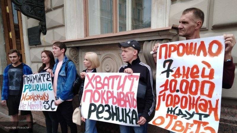 Активисты требуют лишить депутата Резника мандата у стен ЗакСа Петербурга