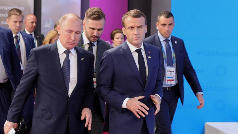 В Кремле назвали возможные темы встречи Путина и Макрона