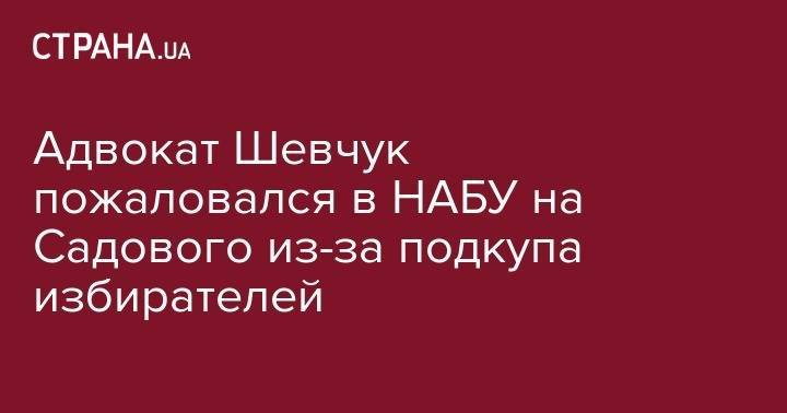 Адвокат Шевчук пожаловался в НАБУ на Садового из-за подкупа избирателей