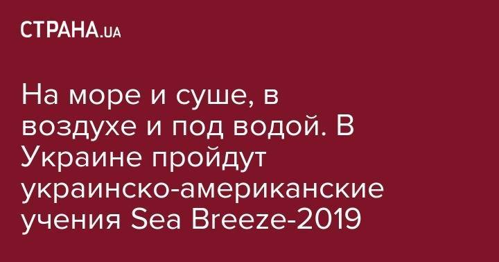На море и суше, в воздухе и под водой. В Украине пройдут украинско-американские учения Sea Breeze-2019