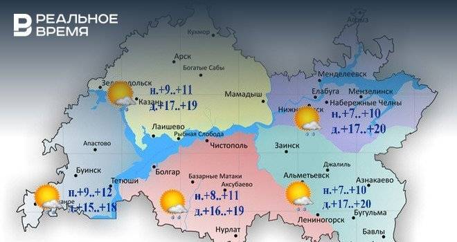 Сегодня в большинстве районов Татарстана ожидаются дожди и до +20
