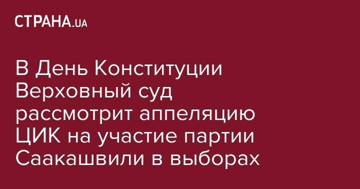 В День Конституции Верховный суд рассмотрит аппеляцию ЦИК на участие партии Саакашвили в выборах