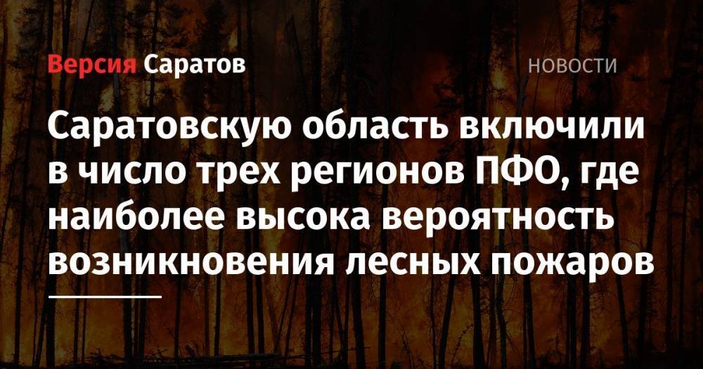 Саратовскую область включили в число трех регионов ПФО, где наиболее высока вероятность возникновения лесных пожаров