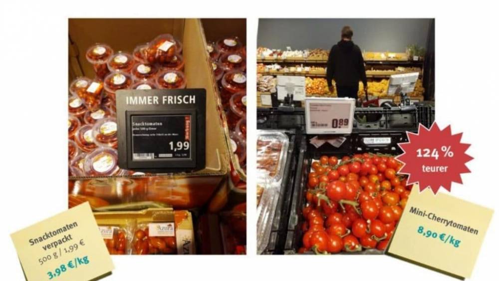 Экологичная Германия: упакованные товары в магазинах стоят дешевле неупакованных