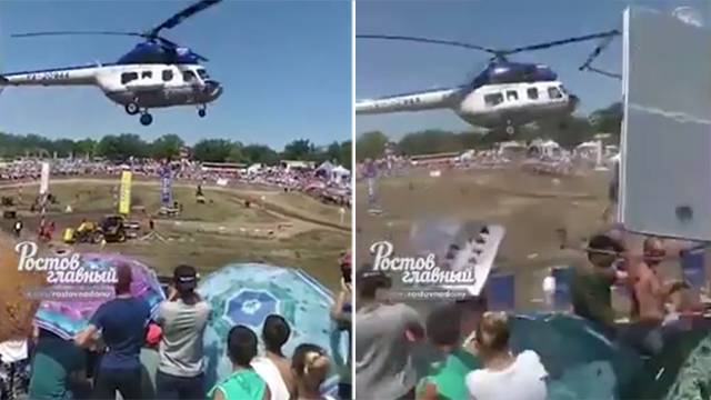 Видео: вертолет сел среди людей и вызвал панику на шоу в Ростове-на-Дону