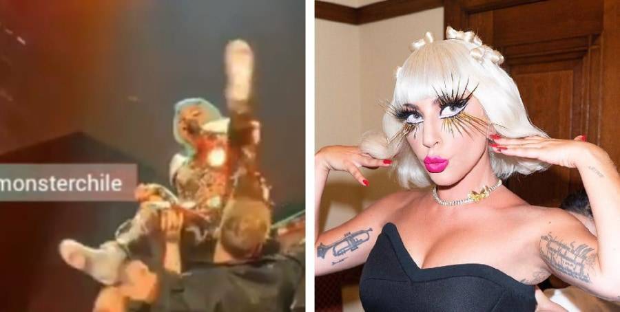 Леди Гага упала с 2-метровой декорации на концерте
