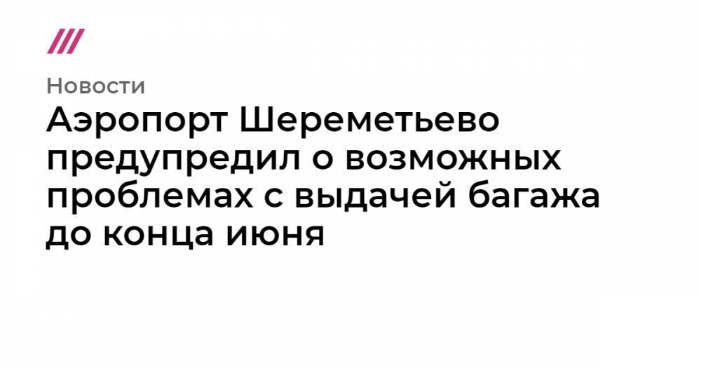 Аэропорт Шереметьево предупредил о возможных проблемах с выдачей багажа до конца июня