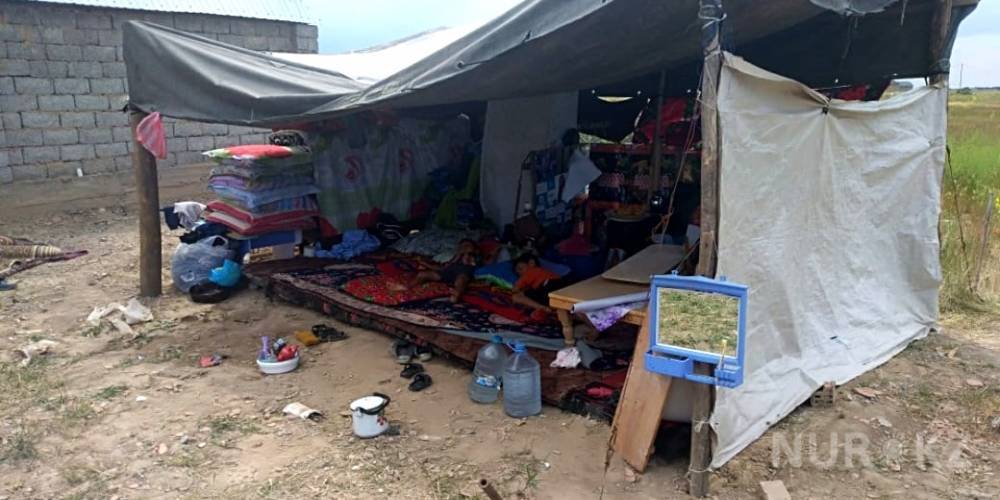 Семья живет без документов под навесом на улице в Шымкенте