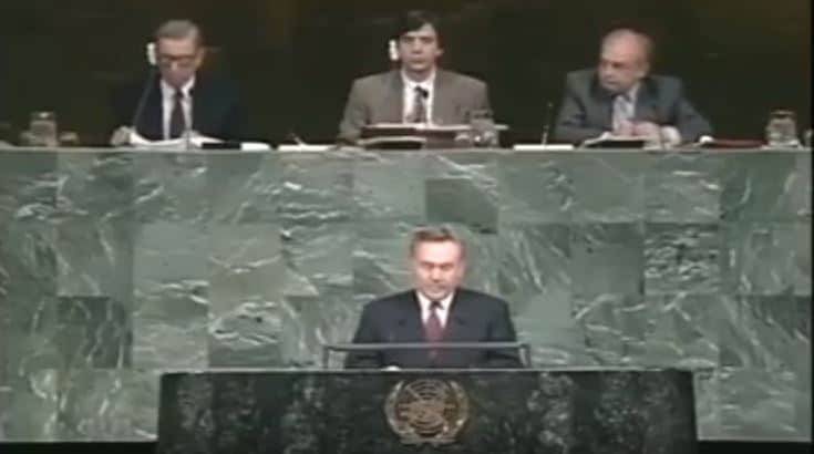 Архивное видео с Назарбаевым в ООН появилось в Сети