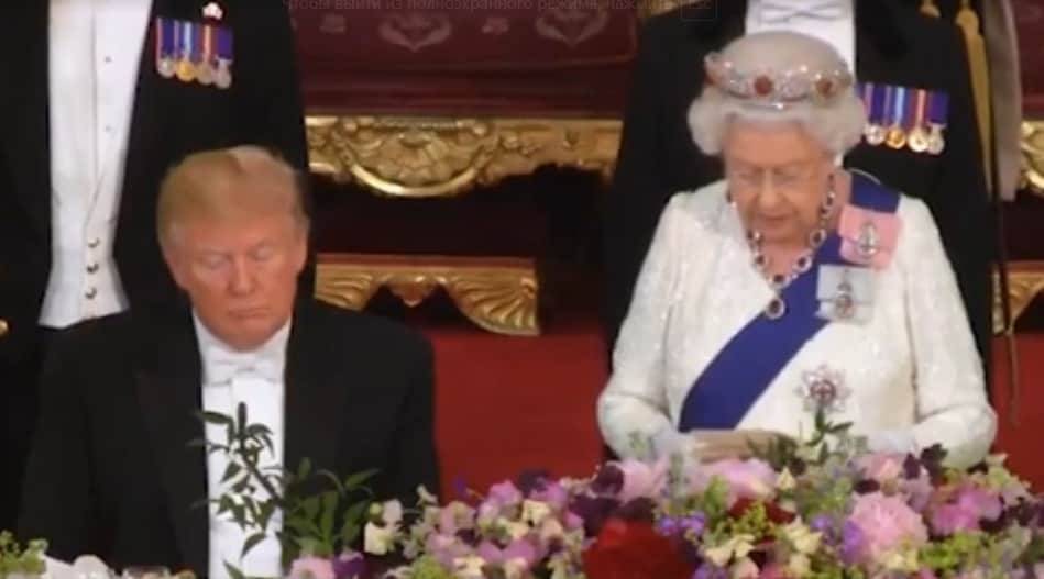Трамп задремал во время речи королевы Елизаветы II (видео)
