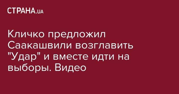 Кличко предложил Саакашвили возглавить "Удар" и вместе идти на выборы. Видео