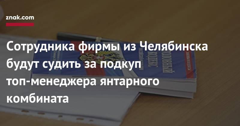 Сотрудника фирмы из&nbsp;Челябинска будут судить за&nbsp;подкуп топ-менеджера янтарного комбината