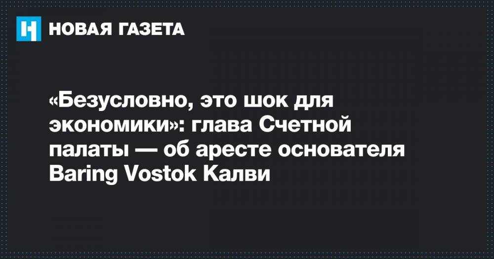 «Безусловно, это шок для экономики»: глава Счетной палаты — об аресте основателя Baring Vostok Калви