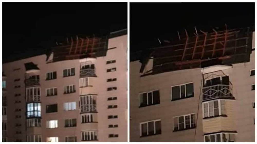 Крышу сорвало с высотки в Алматы (видео)