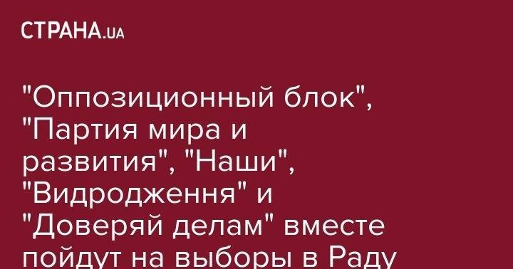 Ахметовская часть "Оппозиционного блока", "Наши", "Видродження" и "партия мэров" вместе пойдут на выборы в Раду