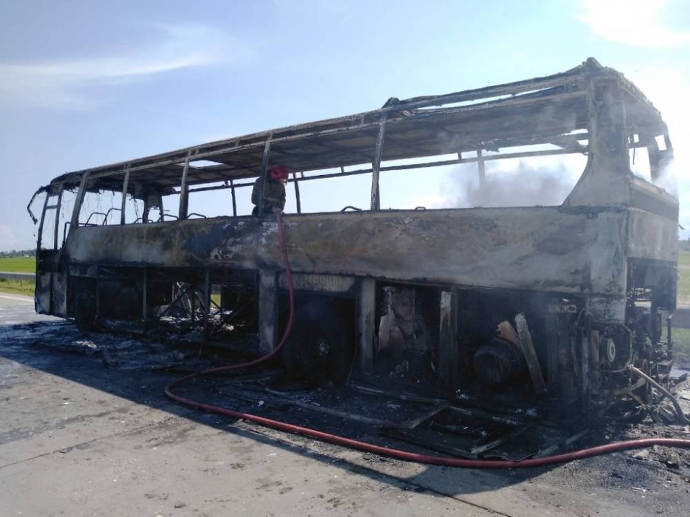 Пассажирский автобус сгорел в Житомирской области