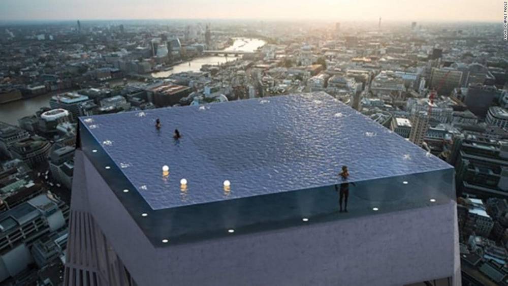 Стеклянный бассейн без лестниц хотят построить на крыше небоскреба в Лондоне