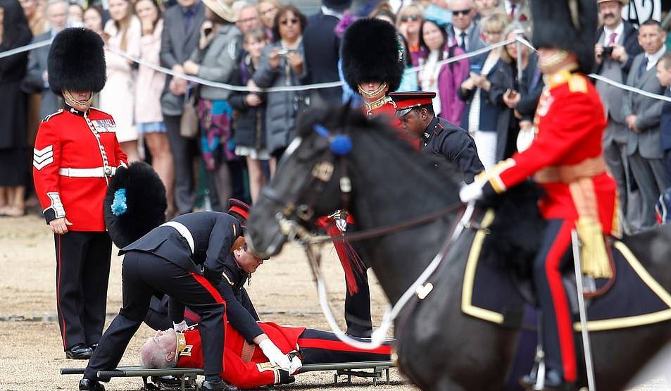 Лошадь сбросила гвардейца во время парада в Лондоне в честь дня рождения Елизаветы II