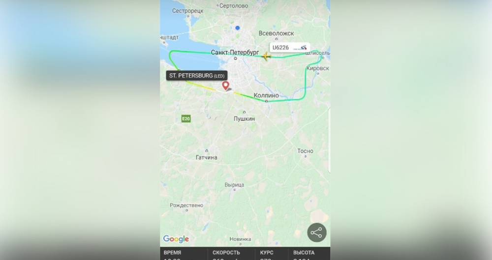 Пассажирский самолет экстренно вернулся в Пулково из-за неисправности