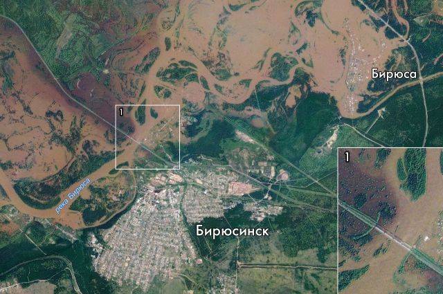 «Роскосмос» опубликовал фото паводка в Иркутской области со спутника