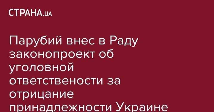 Парубий внес в Раду законопроект об уголовной ответствености за отрицание принадлежности Украине Крыма и Донбасса