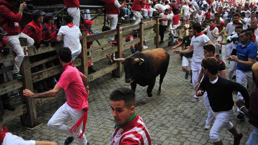 Видео: Два человека пострадали в Испании во время забега с быками