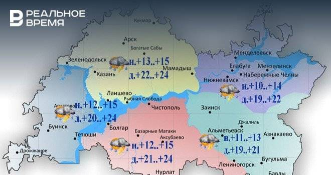 В Татарстане ожидают порывистый ветер до 18 м/с и 24°С