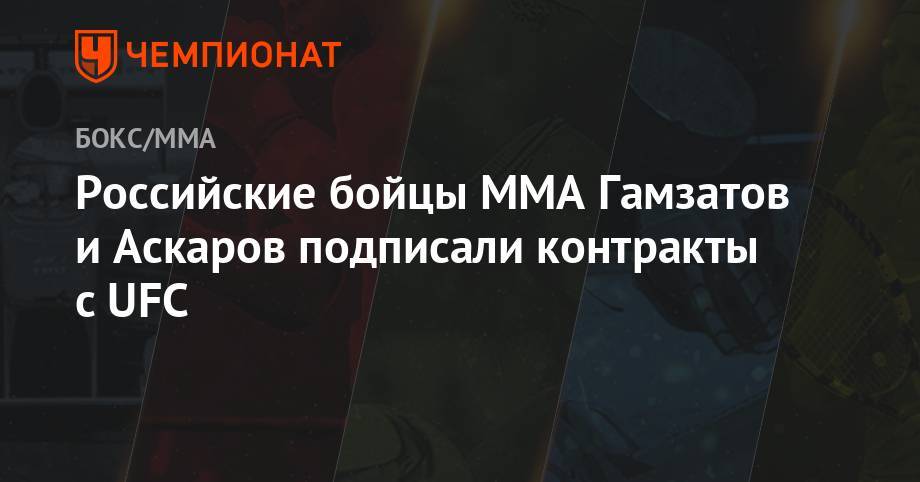 Российские бойцы ММА Гамзатов и Аскаров подписали контракты с UFC