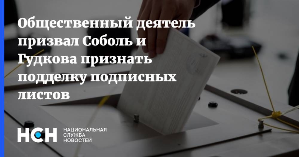 Общественный деятель призвал Соболь и Гудкова признать подделку подписных листов