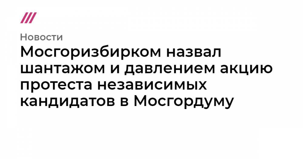 Мосгоризбирком назвал шантажом и давлением акцию протеста независимых кандидатов в Мосгордуму