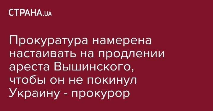 Прокуратура намерена настаивать на продлении ареста Вышинского, чтобы он не покинул Украину - прокурор
