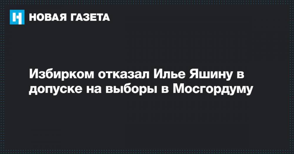 Избирком отказал Илье Яшину в допуске на выборы в Мосгордуму