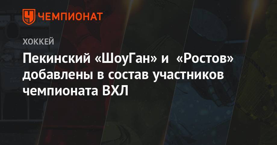 Пекинский «ШоуГан» и «Ростов» добавлены в состав участников чемпионата ВХЛ