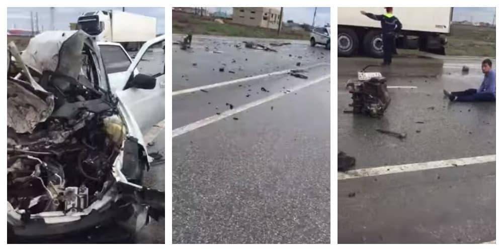Авто разорвало после ДТП в Атырау (видео)