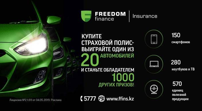Казахстанцы могут купить полис «Freedom Finance Insurance» и выиграть автомобиль