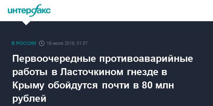 Первоочередные противоаварийные работы в Ласточкином гнезде в Крыму обойдутся почти в 80 млн рублей