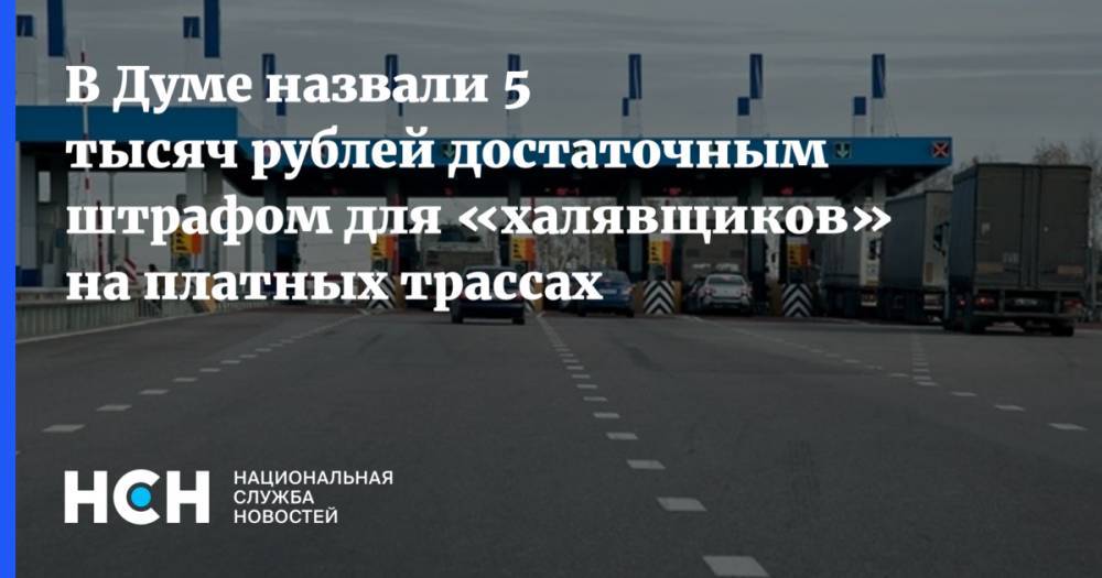 В Думе назвали 5 тысяч рублей достаточным штрафом для «халявщиков» на платных трассах