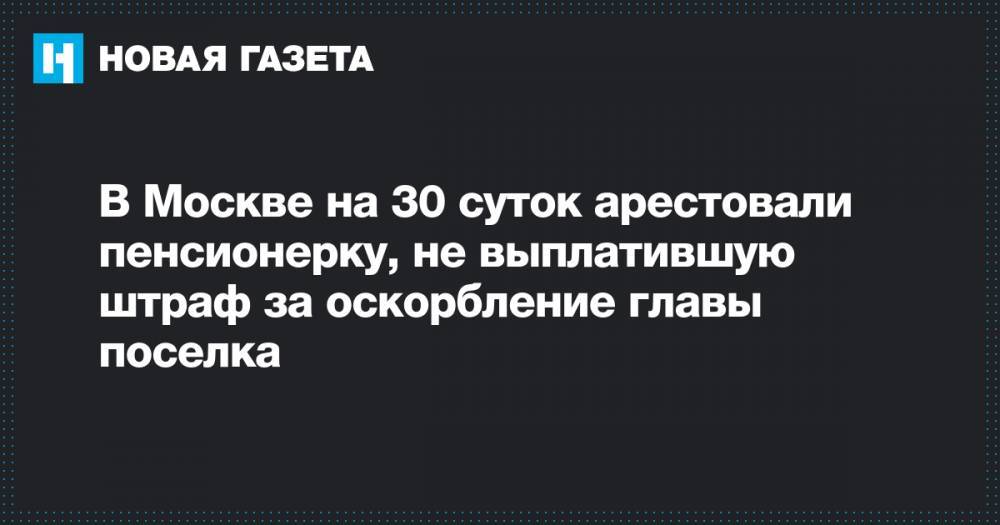 В Москве на 30 суток арестовали пенсионерку, не выплатившую штраф за оскорбление главы поселка
