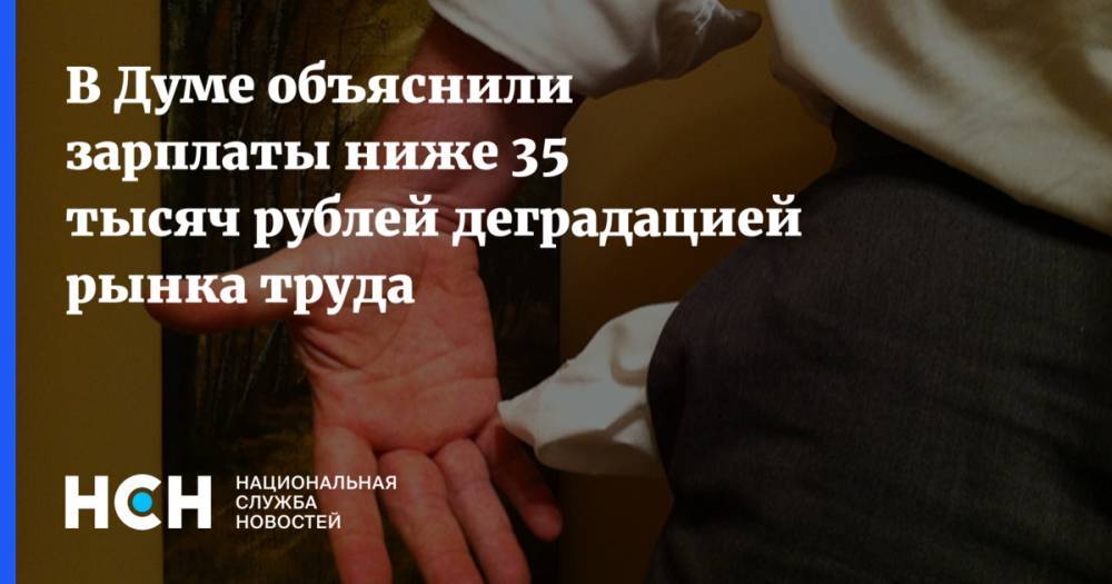 В Думе объяснили зарплаты ниже 35 тысяч рублей деградацией рынка труда