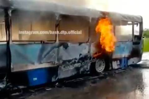 В Башкирии на трассе сгорел автобус «Мерседес» // ПРОИСШЕСТВИЯ | новости башинформ.рф