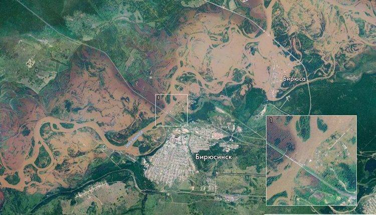«Роскосмос» опубликовал спутниковые снимки иркутского паводка