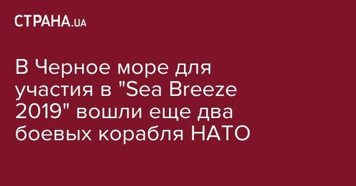 В Черное море для участия в "Sea Breeze 2019" вошли еще два боевых корабля НАТО