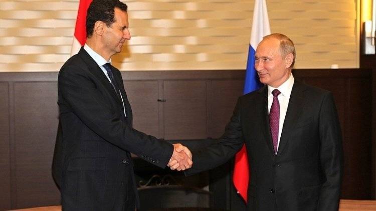 Путин поздравил президента Сирии с 75-летием установления дипотношений