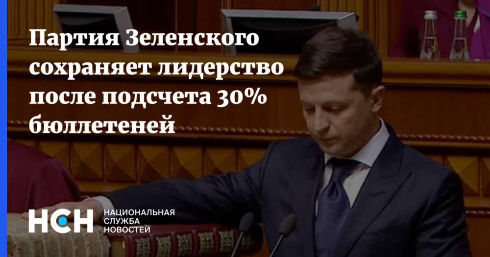 Партия Зеленского сохраняет лидерство после подсчета 30% бюллетеней